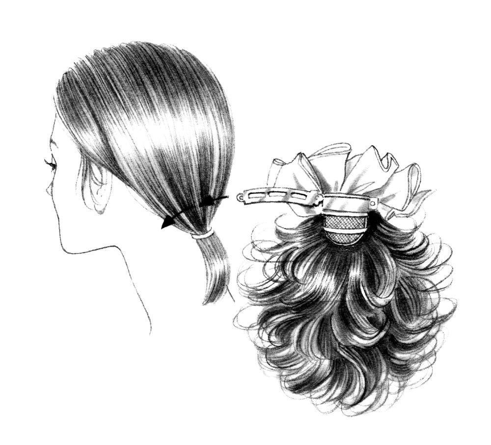 Style 125 CURLS w Bow / Hair Addition 5”-11” long layers