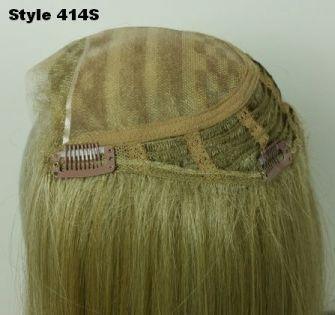Style 414 Synthetic Hair Topper 5.5"x7" Synthetic 14"-15"lengths Heat Defiant