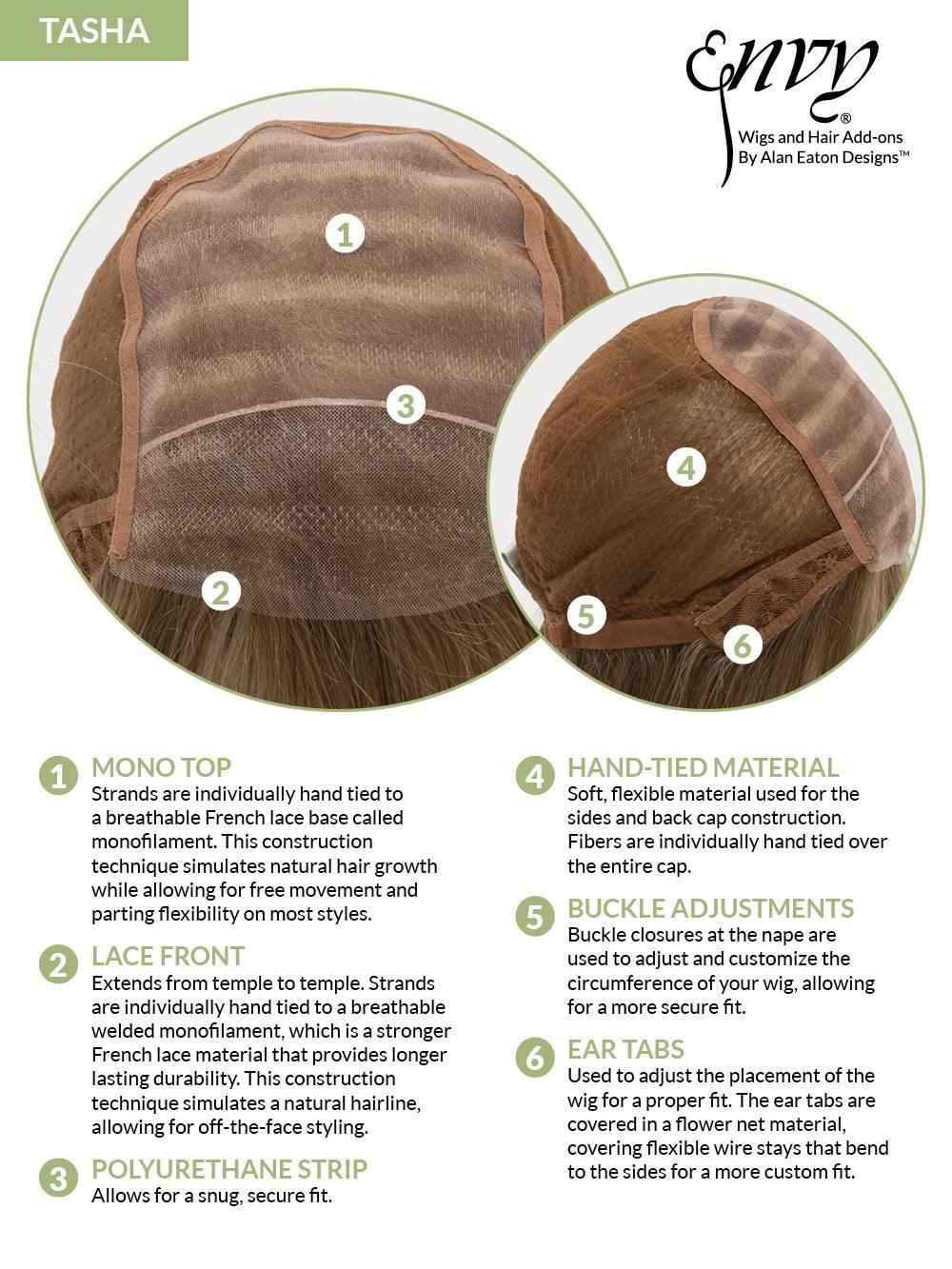 Tasha Synthetic Hand-Tied, Lace Front, Mono Top
