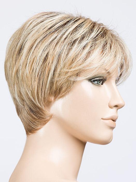 ELAN by ELLEN WILLE in SANDY BLONDE ROOTED 22.20.25 | Light Neutral Blonde, Light Strawberry Blonde, and Lightest Golden Blonde blend with Dark Shaded Roots