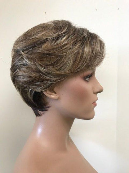 STYLE# 600-S Wig, capless base, mono top, illusion front hairline; futura fiber hair, pre-styled, $378.00