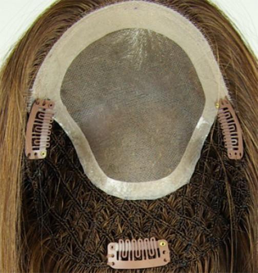 Style 137H- 6"x5" base 12" Long Human Hair Topper Mono Top Mesh base