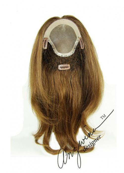 Style 137H- 6"x5" base 12" Long Human Hair Topper Mono Top Mesh base