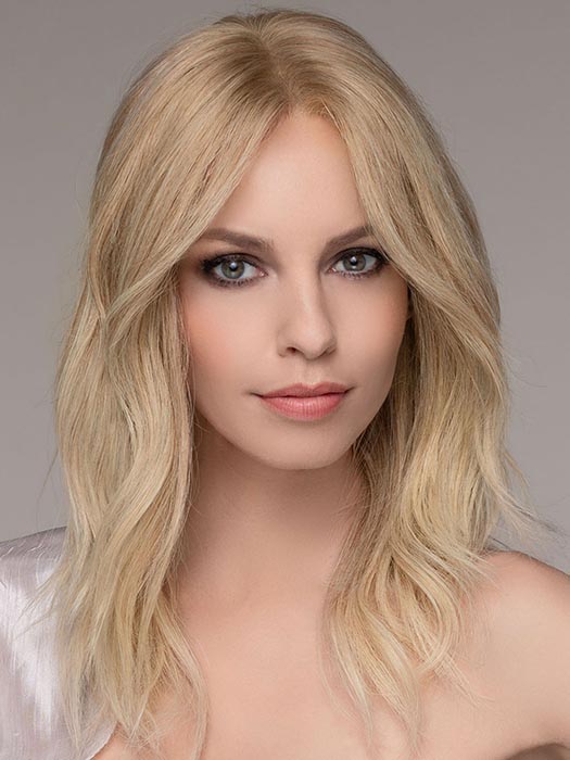 SPECTRA by ELLEN WILLE in SANDY BLONDE ROOTED 16.26.20 | Medium Blonde and Light Golden Blonde with Light Strawberry Blonde Blend and Shaded Roots